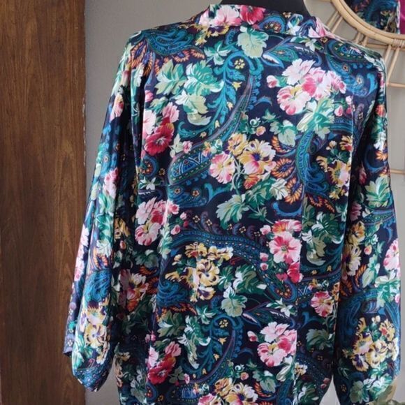 Victoria's Secret Gold Label‎ Blue/Green Paisley Vintage Robe OSFA - Picture 6 of 14